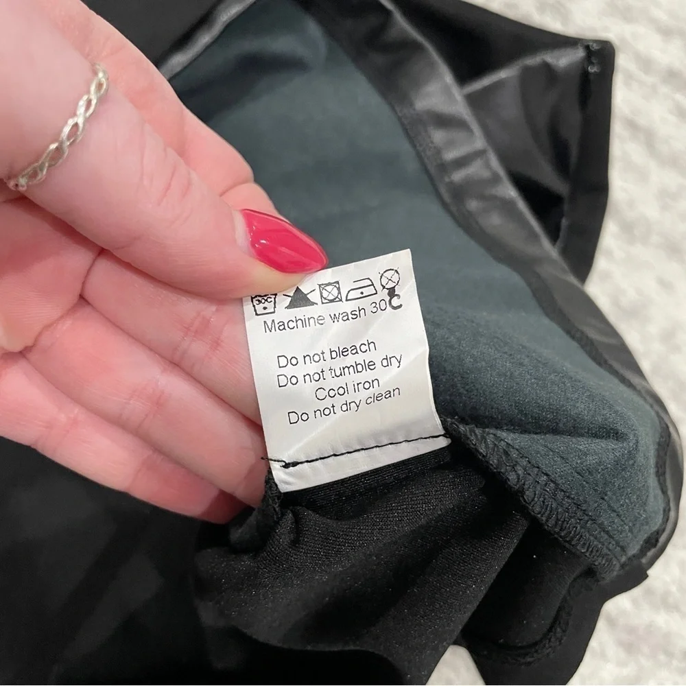 NWT Allegra K Black High Waist Faux Leather Asymmetrical Hem Mini Skirt